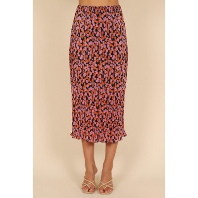Petal And Pup Women's Minelli Pleat Midi Skirt - Black Floral L : Target