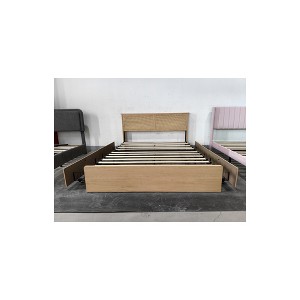 Rattan Bed Frame, Bohemian Rattan Bed Frame Twin with Natural Headboard, LED Lights, No Box Spring Needed - 1 of 1