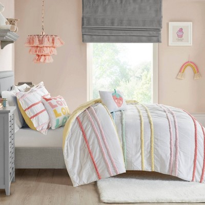 Full Pink Cotton Down Alternative Reversible Comforter Set
