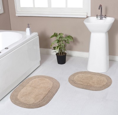 Double Ruffle Collection Cotton Ruffle Pattern Tufted Set of 2 Bath Rug Set - Home Weavers