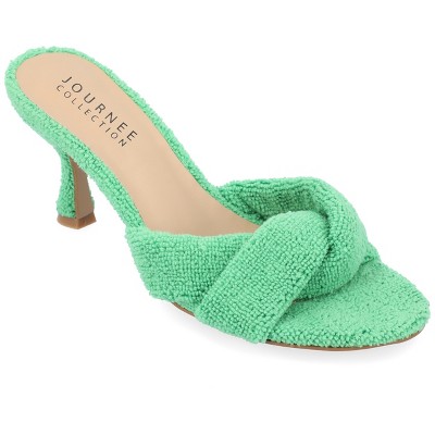 Journee Collection Womens Mannon Soft Terry Cloth Slip On Open Toe Pumps