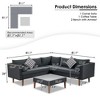 4-pieces Outdoor Wicker Sofa Set, Patio Furniture with Colorful Pillows, L-shape sofa set, Beige cushions and Brown Rattan - 4 of 4