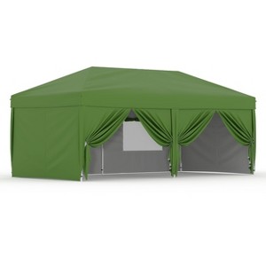 10x20 FT Pop Up Canopy with 6 Sidewalls, Outdoor Instant Tent with Wheeled Carry Bag, Beach Tent with One Push Setup, Portable Gazebo Shelter - 1 of 4