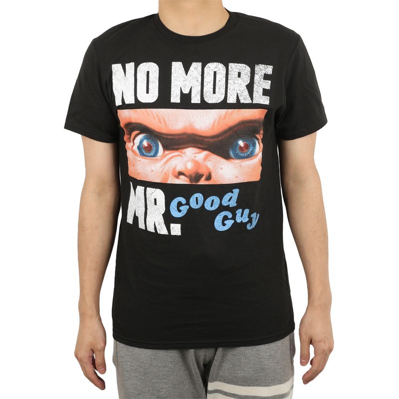 Chucky No More Mr. Good Guy Crew Neck Short Sleeve Men's Black T-shirt, 1 of 7
