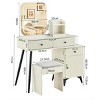 Okak Makeup Vanity with Openable Mirror, Vanity Desk with 4 Drawers & 1 Cabinet & Shelves, Rattan Dressing Table for Bedroom - 2 of 4