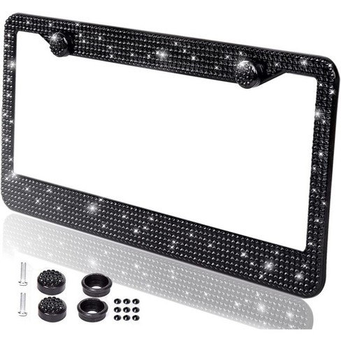 Black/Clear Ribbon Bling License Plate Frame