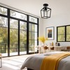 YANSUN 7 in. 1-Light Black Farmhouse Retro Cage Semi Flush Mount - 2 of 4