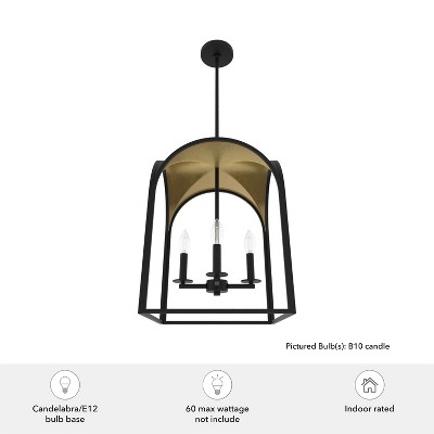 Dukestown Mini 4-Light Lantern Pendant in Black and Gold Leaf