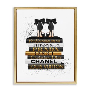Stupell Industries Black Gold White Glam Bookstack, 17" x 21" - 1 of 4