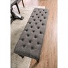 Simple Relax Linen-like and Wood Bench with Button Tufted Design - 3 of 4