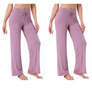INSPIRE CHIC Women's 2 Pcs Pajama Pants Wide-Leg Casual Lounge Yoga Drawstring Bottoms - 1 of 4