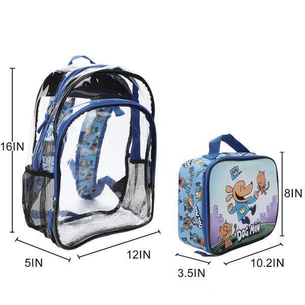 Set de mochila y lonchera para niños de 16" de Dog Man, 2 piezas, para escuela y viajes 2