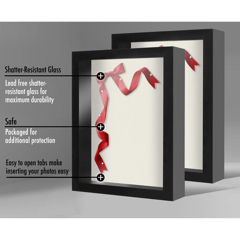 Americanflat Shadow Box Frame with tempered shatter-resistant glass - Available in a variety of sizes and styles, 5 of 8