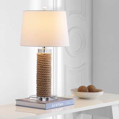 Boyd 26.5-Inch Brown Rope Table Lamp Set with White Shades