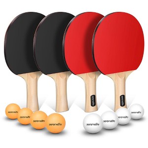SereneLife Portable Table Tennis Set - Black & Red - 1 of 4