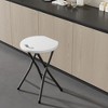 VECELO 18 in. Portable Folding Chair with Handle, Heavy Duty Round Fold Stool Chair, Foldable Stool for Indoor or Outdoor, Black/White - 4 of 4