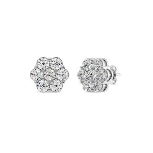 Gilded Lab-Grown Diamond 7 Stone Flower Earrings in 925 Sterling Silver & 14KT Yellow Gold-Plated Silver | 1/4, 1/2, 1, 2 Carat Total Weight - 1 of 4