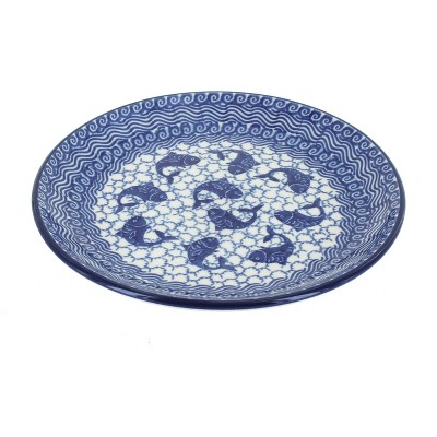 Blue Rose Polish Pottery Mosaic Beach Dessert Plate