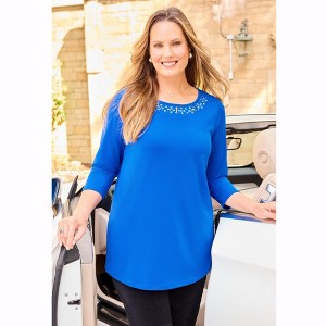 Catherines Embellished Stud Neckline Top - 1 of 2