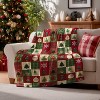 Lomsoe Christmas Flannel Blanket Throw, Red Green Checkered Tree Snow Ornaments Soft Flannel Blankets for Couch Sofa Bed. - 2 of 4