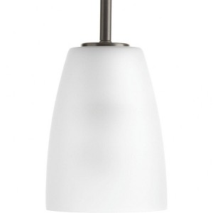 Progress Lighting Leap 1-Light Mini-Pendant, Brushed Nickel, Glass, Antique Bronze, Etched Shade - 1 of 2