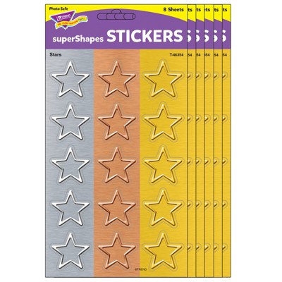 TREND I ♥ Metal Stars superShapes Stickers - Large, 120 Per Pack, 6 Packs