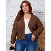 Womens Plus Size Cardigan Long Sleeve Cable Knit Sweater Front Button Down Rib Knitted Sweaters Above Hip Knit Shrugs Fall Cardigans - 4 of 4