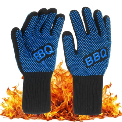 Unique Bargains Silicone Heat Resistant Fireproof Grilling Gloves 1472°F High Temp 1 Set