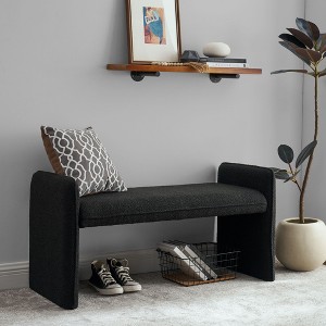 NicBex Modern 44.5" Bedroom Bench Accent Stools with Linen Fabric for Bedroom and Entryway, Black - 1 of 4