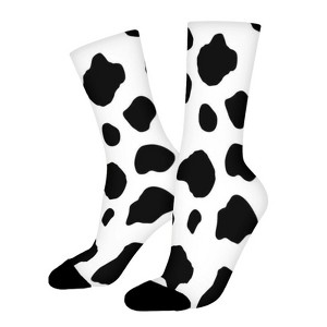 Cow Print Women Printed Crew Socks Funny Funky Socks Soft Polyester Novelty Gifts for Artists Men - 1 of 1
