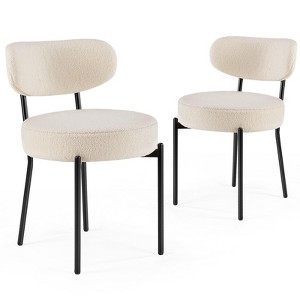 VYNXARIA White Seat Cushion Black Steel Frame Comfort Dining Room Chair with Upholstered Backrest for Dining Room Bedroom, White - 1 of 4