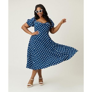 Unique Vintage Women's Plus Puff Sleeve Midi Dress - 1 of 4