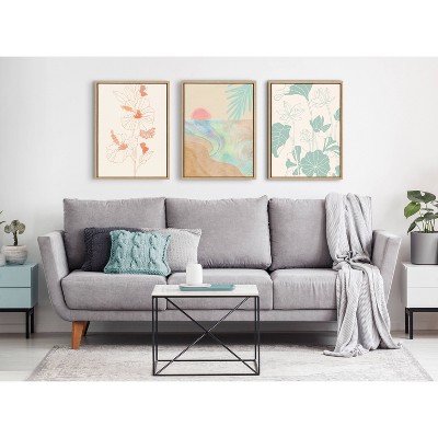 Natural Framed Tropical Hibiscus Floral Canvas Art, 18" x 24"