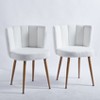 Vynxaria Modern WHITE dining chair(set of 2 ) with iron tube wood color legs, shorthair cushions and comfortable backrest - 4 of 4