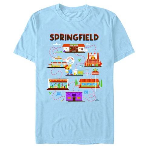 Men s The Simpsons Springfield Map Of Favorites T shirt Light