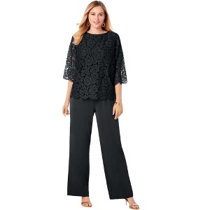 Jessica London Women's Plus Size Popover Lace Jumpsuit - 1 of 4