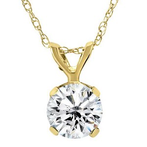 Pompeii3 1/5Ct Lab Created Solitaire Diamond Pendant 14k Yellow Gold Necklace - 1 of 4