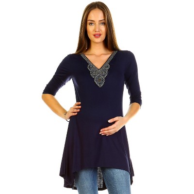 Maternity Calla Embellished Tunic Top - White Mark
