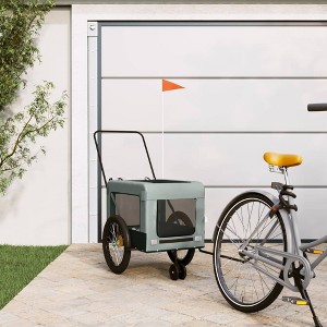 vidaXL Pet Bike Trailer Gray and Black Oxford Fabric and Iron 53.1" x 27" x 28.9" - 1 of 4