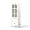 JUJABU Modern Minimalist Wooden Sideboard Buffet Cabinet with Glass Doors, Double Drawer, for Living/Dining Room, Hallway, Entryway - 2 of 4