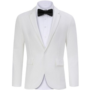 Clearlove Tuxedo Jackets One Button Slim Fit Formal Suits Blazer with Bow Tie Formal Blazer - 1 of 4