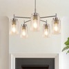 DORESshop 5-Light Brushed Nickel Candlestick Chandelier Pendant Light with Clear Glass Shades and E26 Sockets, No Bulbs Included - 2 of 4
