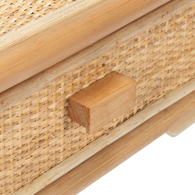 Natural Bamboo and Rattan 1-Drawer Nightstand with Shelf