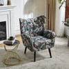 Modern Velvet Curved Wingback Chair, Upholstered Accent Chair, Button-Tufted Arm Chair with Oak Frame and Black Legs -Christopher Knight Home - 2 of 4