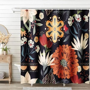 LunaLulinlk 71" x 71" Bohemian Floral Shower Curtain - 1 of 4