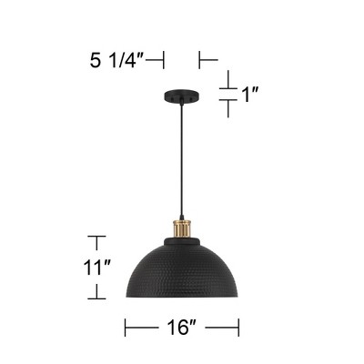 Black and Gold Metal Dome Pendant Light with LED Warm White