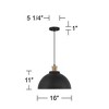 Possini Euro Design Araceli Black Gold Metal Pendant Light 16" Wide Modern Dome Shade for Dining Room House Foyer Kitchen Island - 4 of 4