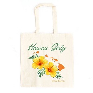 City Creek Prints Hawaii Girly Flower Canvas Tote Bag - 15x16 - Natural - 1 of 2