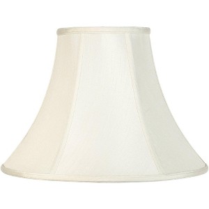Imperial Shade Creme Medium Bell Lamp Shade 7" Top x 16" Bottom x 12" Slant x 11.5" High (Spider) Replacement with Harp and Finial - 1 of 4