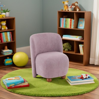 Ridstar Upholstered Modern Soft Armless Low Back Lounge Chair & Accent Chair With Wood Feet For Bedroom, Drawing Room-Purple
